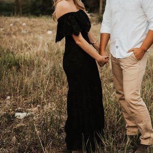 Gianni Bini Laney Tiered Lace Maxi Dress Pink S